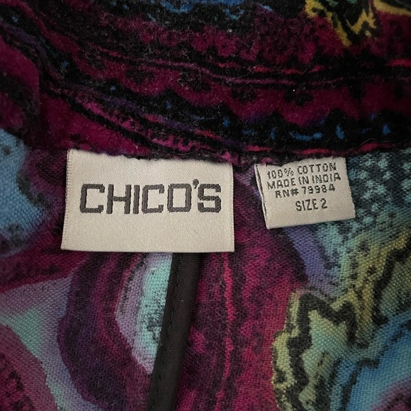 Chico's Jacket Womens Red Paisley Open Front Long Sleeve Blazer Ladies Size 2/M - Picture 5 of 8